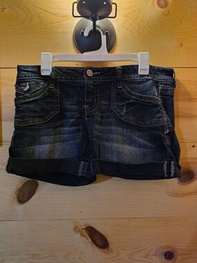 Wallflower Dark Blue Rolled-Hem Denim Shorts